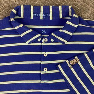 B Draddy Polo Shirt Men's XL Blue Stripe Stretch Pima Cotton Spandex Golf